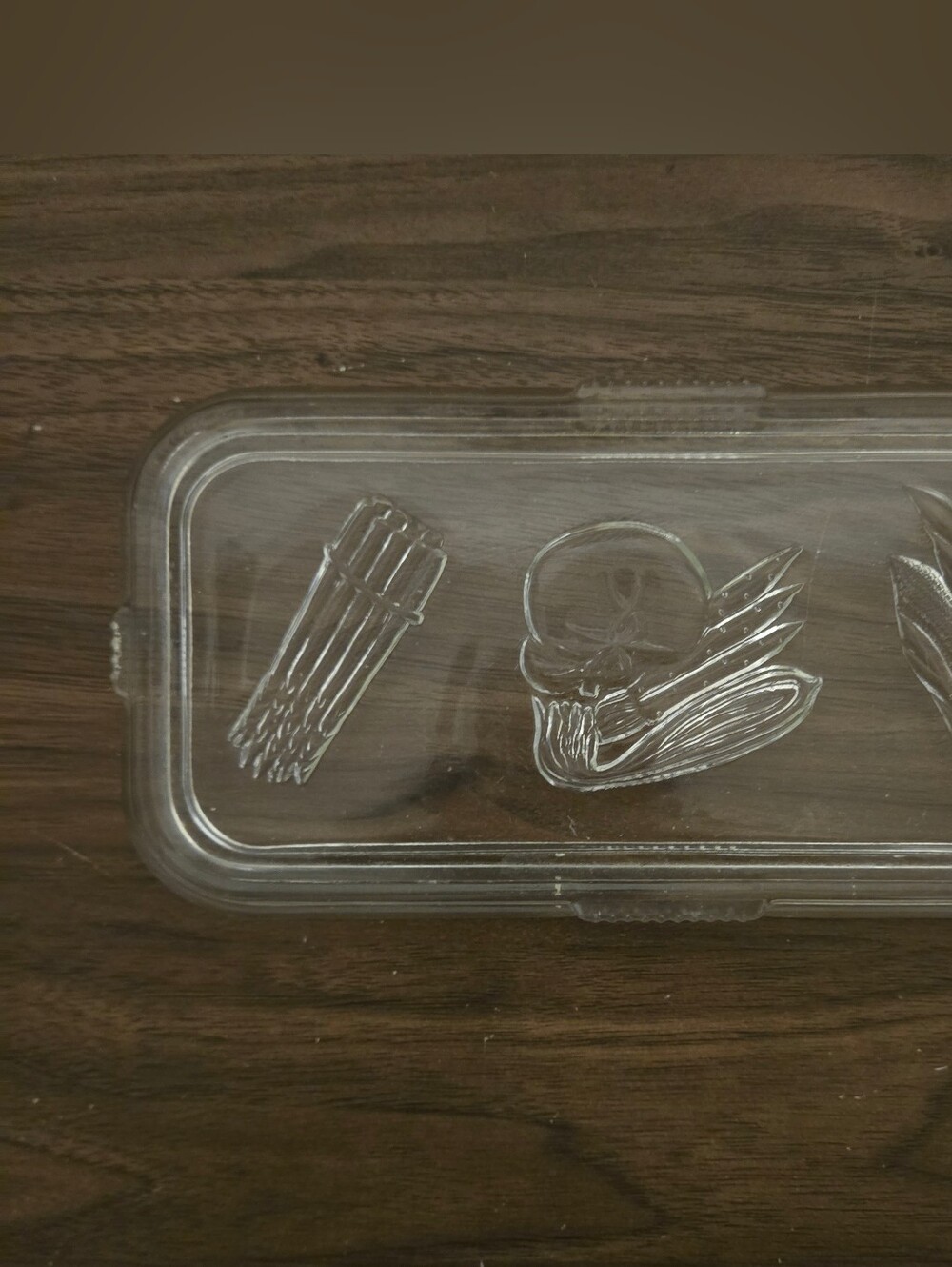 Federal Glass Clear Refrigerator Lid Embossed Vegetables